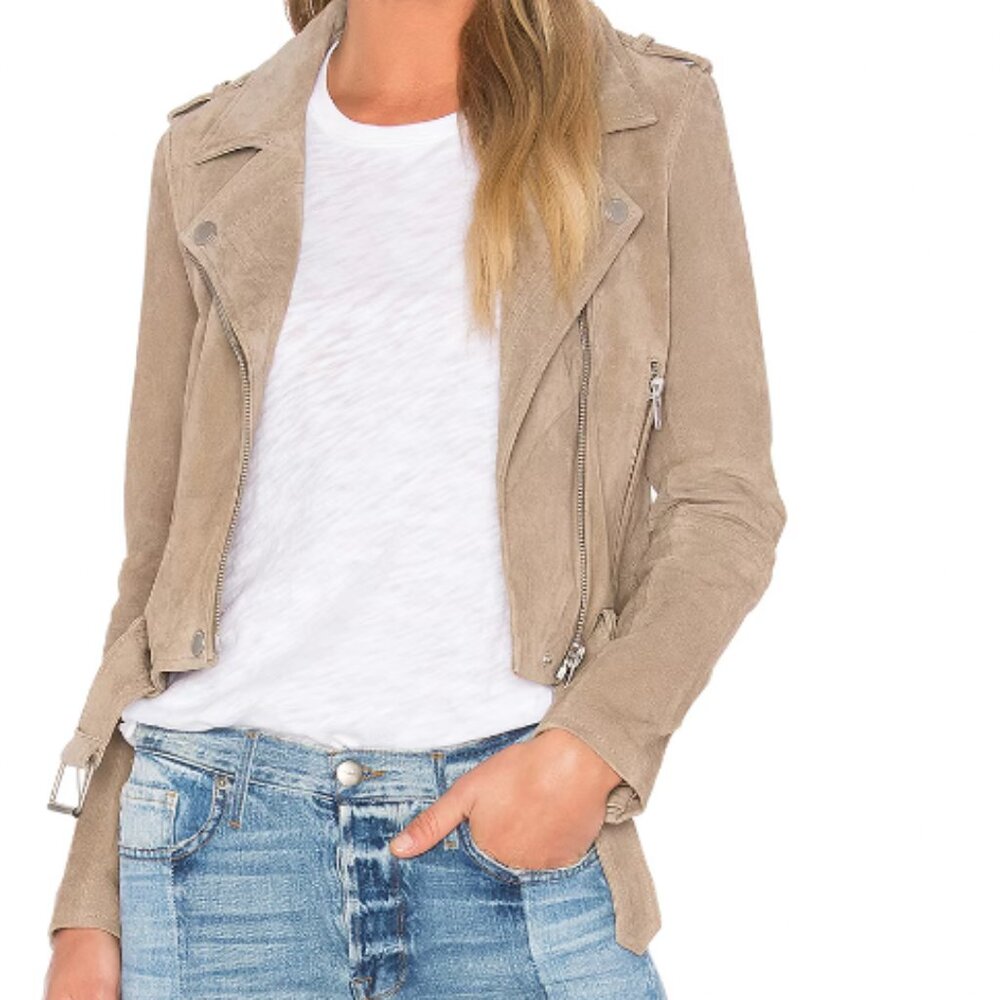 NWT BLANKNYC  Suede Moto Jacket in Sand NWT